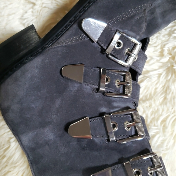 Marc Fisher gray moto leather boots - Picture 10 of 11